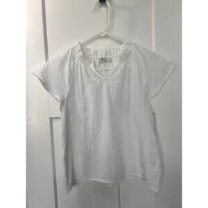 Vineyard Vines Girls Ruffle V-Neck Short Sleeve Top Minimalist White Size‎ Large